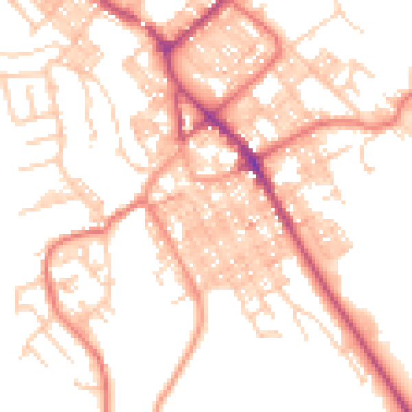 Daytime road noise heatmap for BB18 5BA