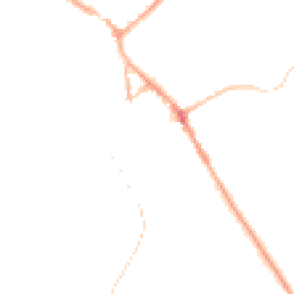 Night-time road noise heatmap for BB18 5BA
