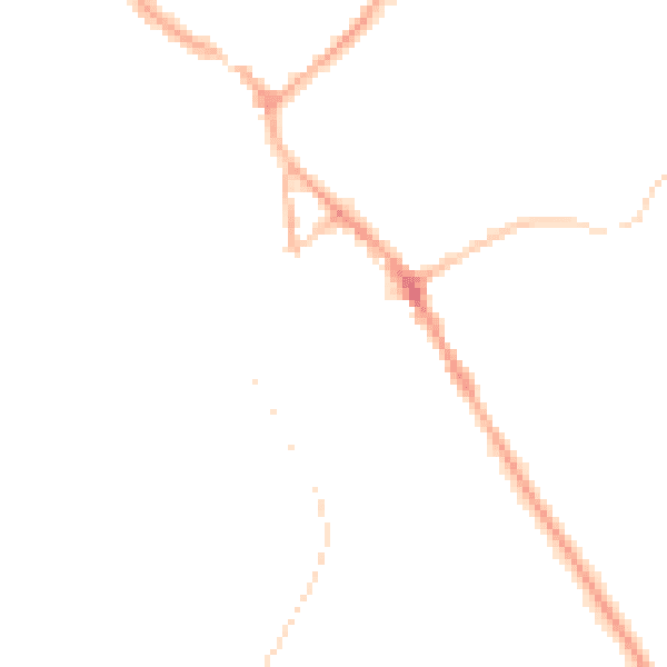 Night-time road noise heatmap for BB18 5BB