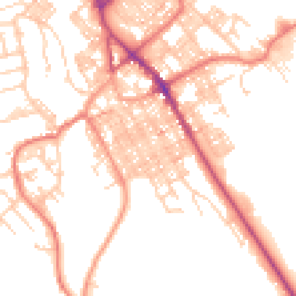 Daytime road noise heatmap for BB18 5BD