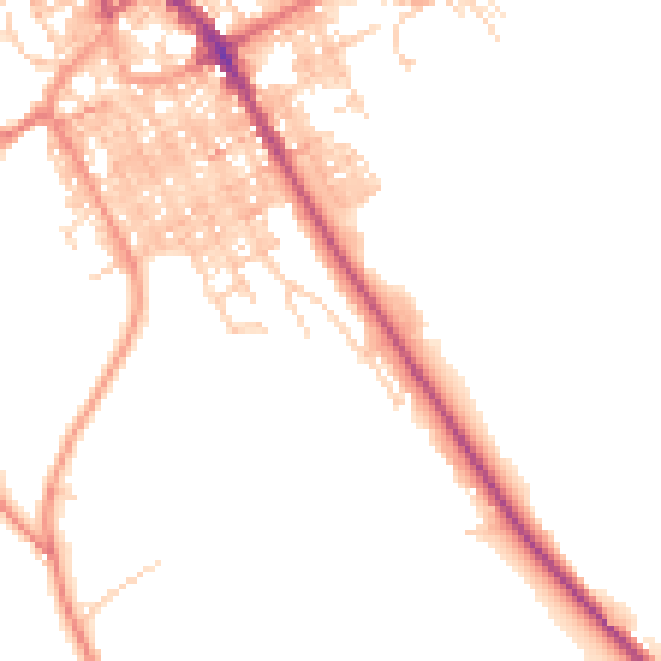 Daytime road noise heatmap for BB18 5BJ