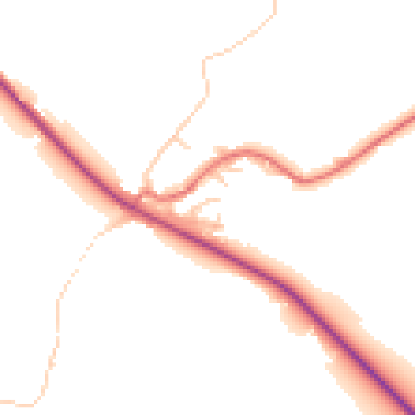 Daytime road noise heatmap for BB18 5BL