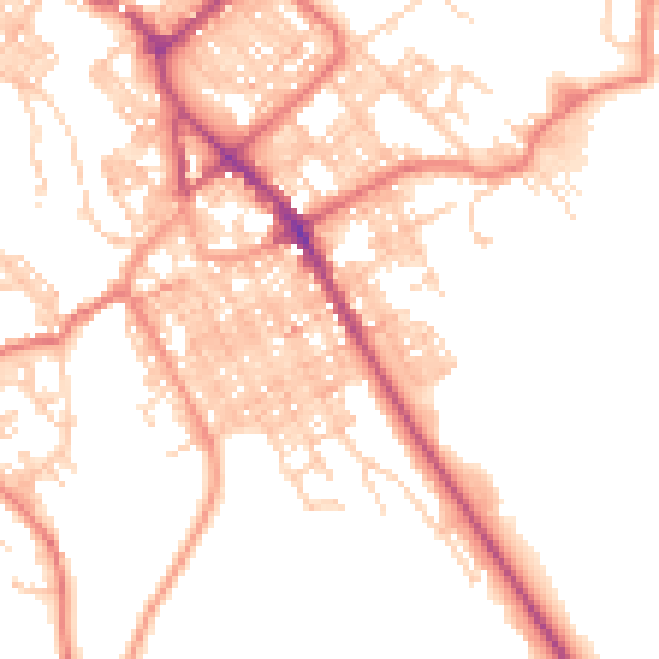 Daytime road noise heatmap for BB18 5BS