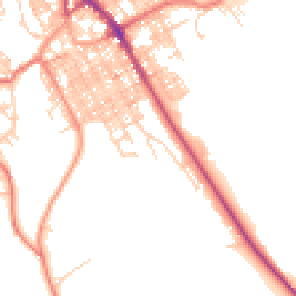 Daytime road noise heatmap for BB18 5BU