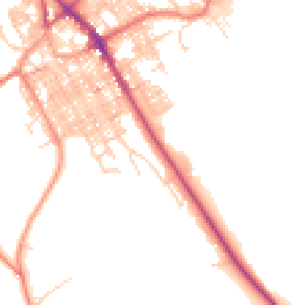 Daytime road noise heatmap for BB18 5BX