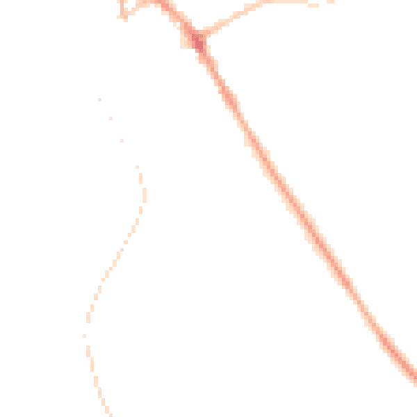 Night-time road noise heatmap for BB18 5DA