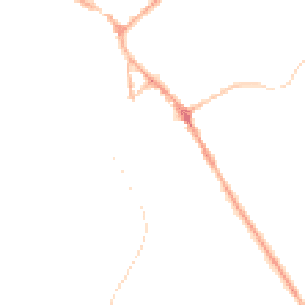 Night-time road noise heatmap for BB18 5DE