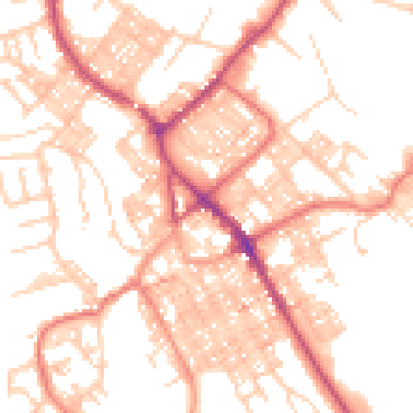 Daytime road noise heatmap for BB18 5DL