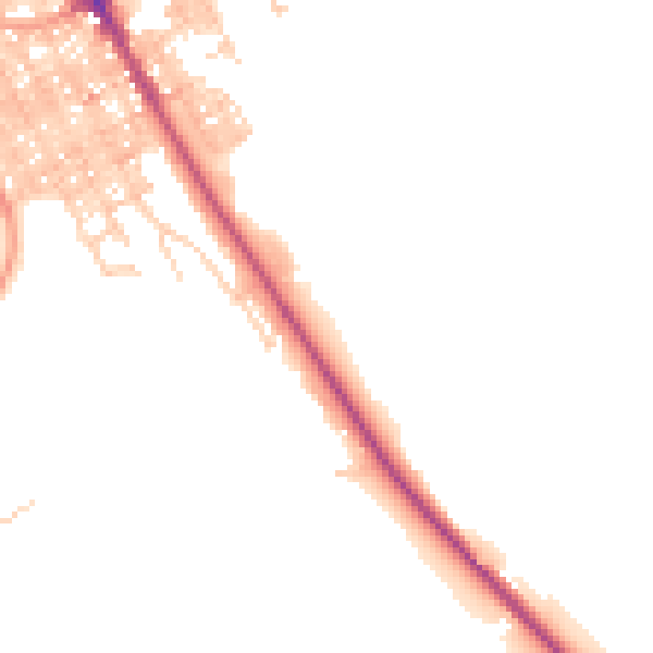 Daytime road noise heatmap for BB18 5DQ