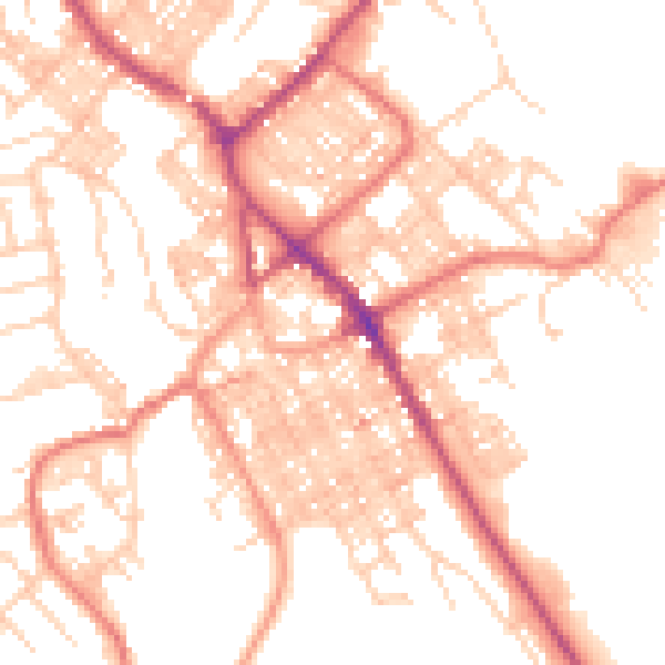 Daytime road noise heatmap for BB18 5DR