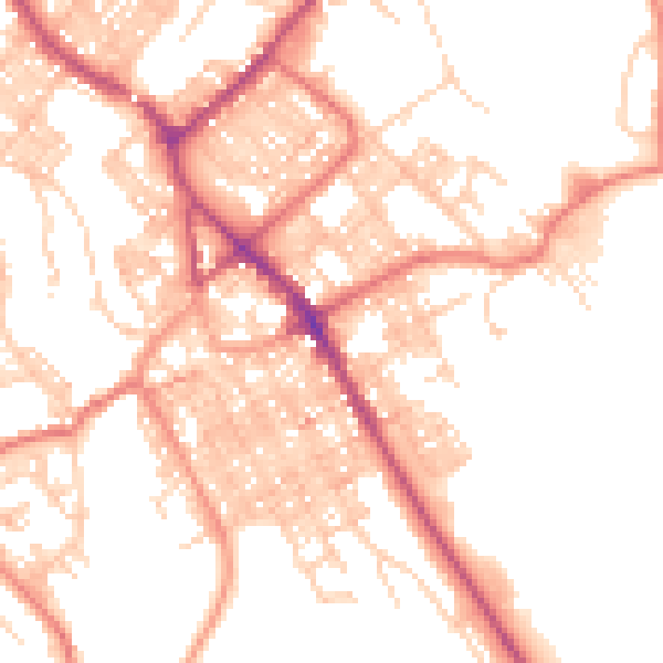 Daytime road noise heatmap for BB18 5DS