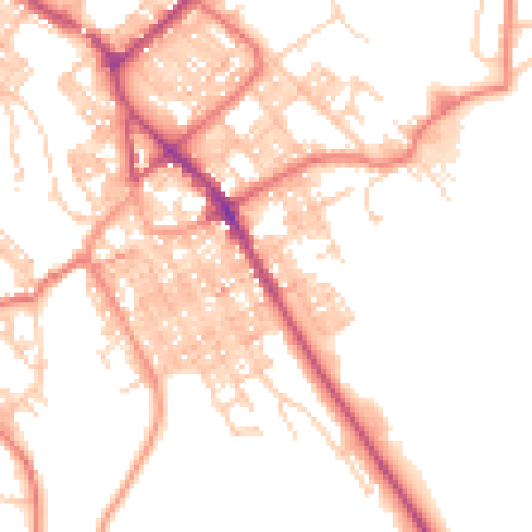Daytime road noise heatmap for BB18 5DT