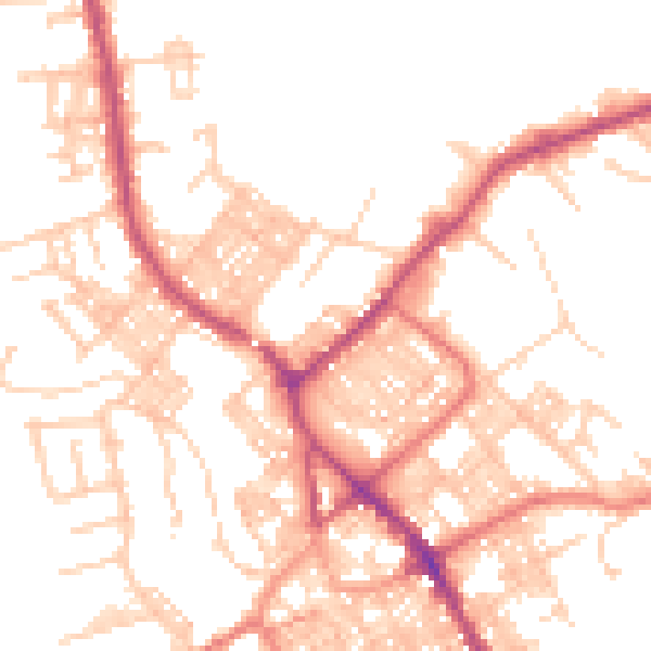 Daytime road noise heatmap for BB18 5EH