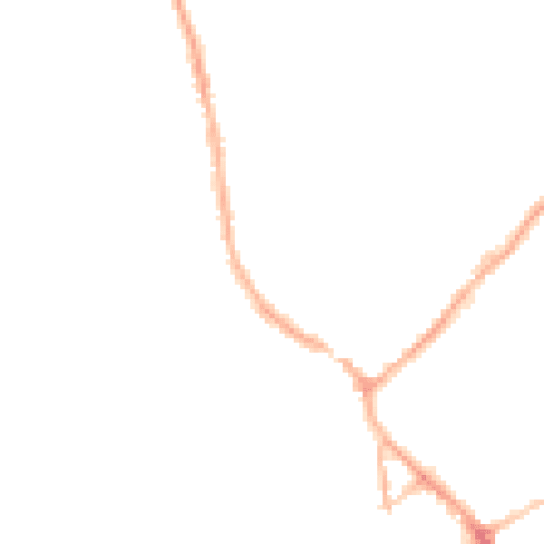 Night-time road noise heatmap for BB18 5EX