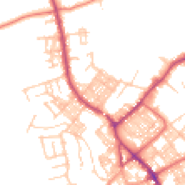 Daytime road noise heatmap for BB18 5EZ