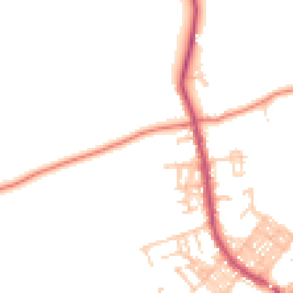 Daytime road noise heatmap for BB18 5FE