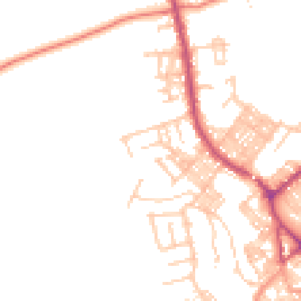 Daytime road noise heatmap for BB18 5JL