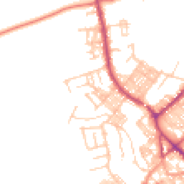 Daytime road noise heatmap for BB18 5JQ