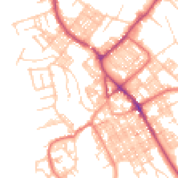 Daytime road noise heatmap for BB18 5NR