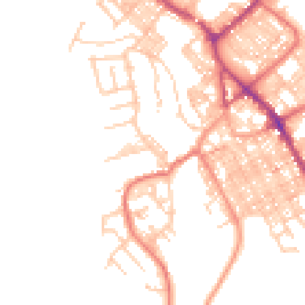Daytime road noise heatmap for BB18 5PX