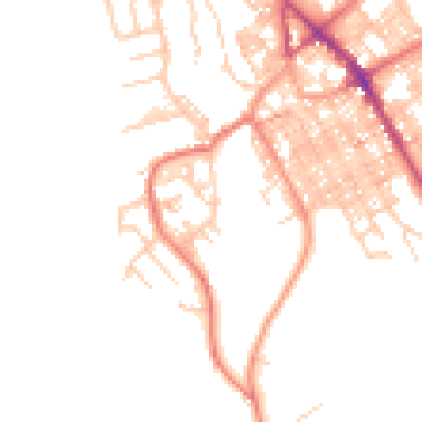 Daytime road noise heatmap for BB18 5QW