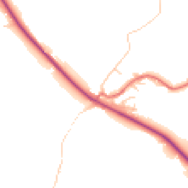 Daytime road noise heatmap for BB18 5TE
