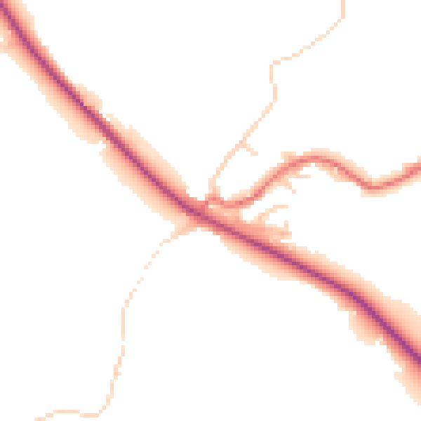 Daytime road noise heatmap for BB18 5TF