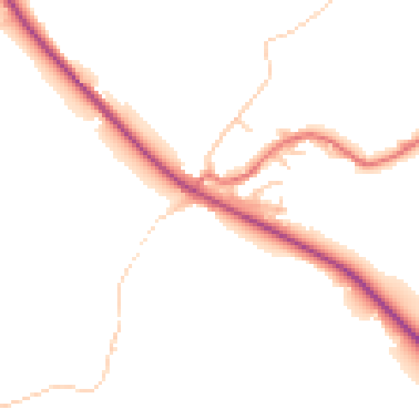Daytime road noise heatmap for BB18 5TP