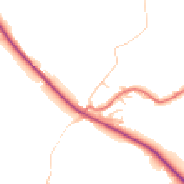 Daytime road noise heatmap for BB18 5TX