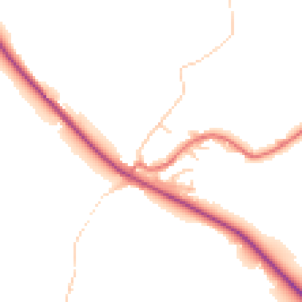 Daytime road noise heatmap for BB18 5TY