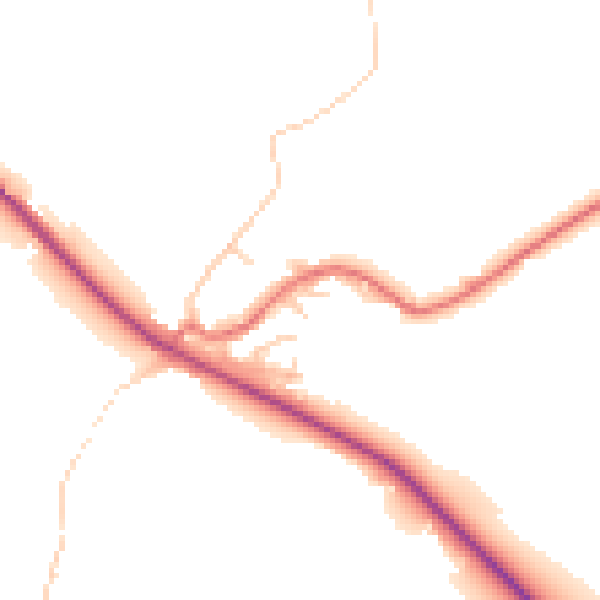 Daytime road noise heatmap for BB18 5UF