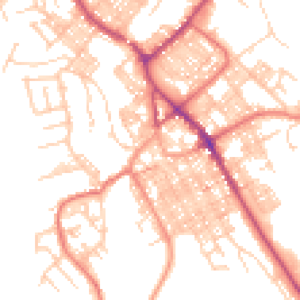 Daytime road noise heatmap for BB18 5UJ
