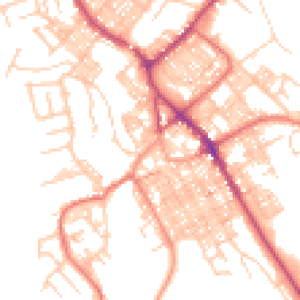 Daytime road noise heatmap for BB18 5UR