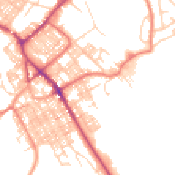 Daytime road noise heatmap for BB18 6AG