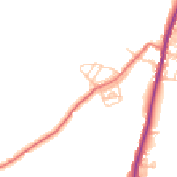 Daytime road noise heatmap for BB18 6LU