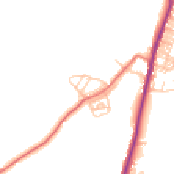 Daytime road noise heatmap for BB18 6LY