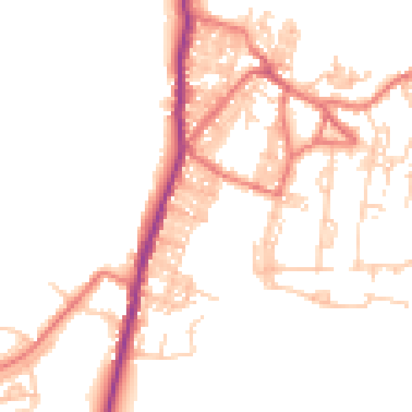 Daytime road noise heatmap for BB18 6NW