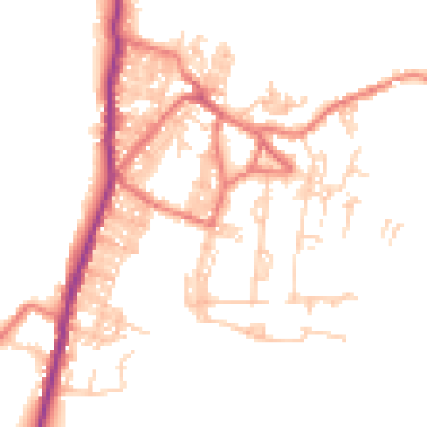 Daytime road noise heatmap for BB18 6NY