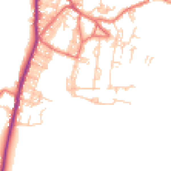 Daytime road noise heatmap for BB18 6PH