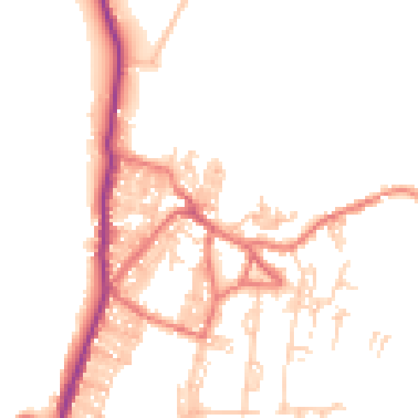 Daytime road noise heatmap for BB18 6PN