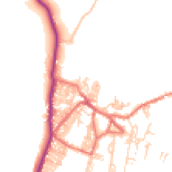 Daytime road noise heatmap for BB18 6PT