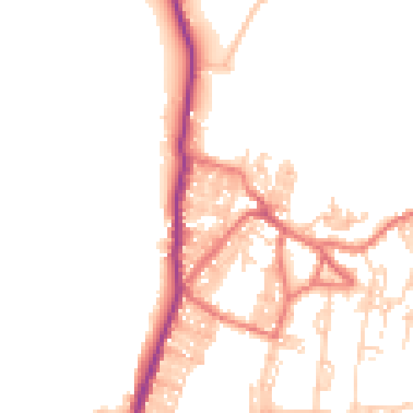 Daytime road noise heatmap for BB18 6QA