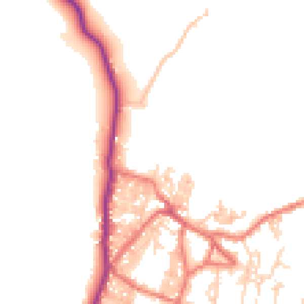 Daytime road noise heatmap for BB18 6QQ