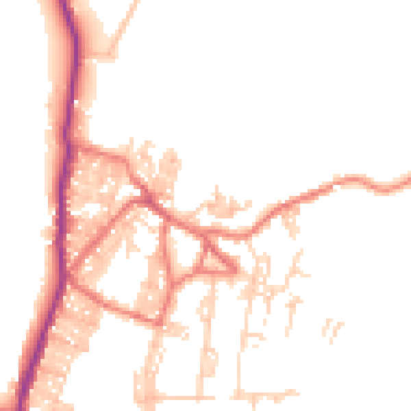 Daytime road noise heatmap for BB18 6QX