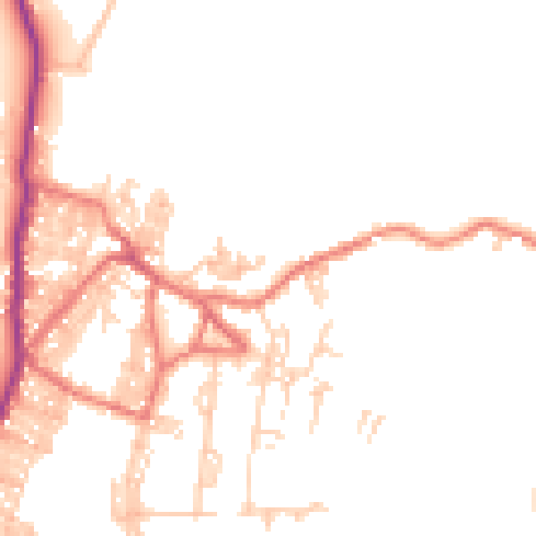 Daytime road noise heatmap for BB18 6SG