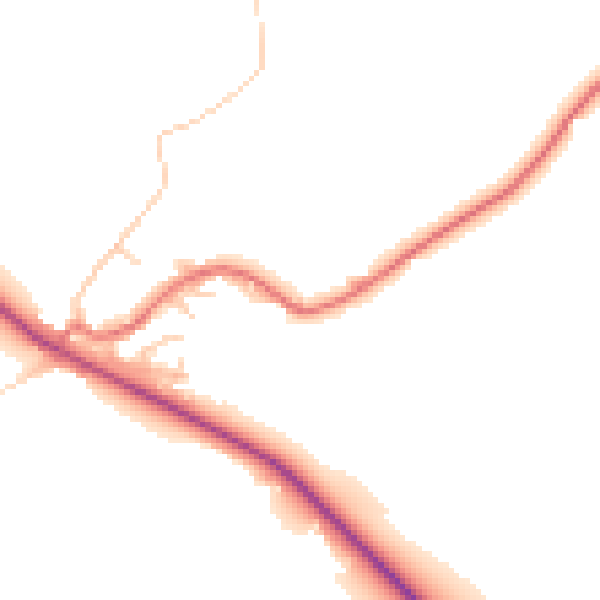 Daytime road noise heatmap for BB18 6SR