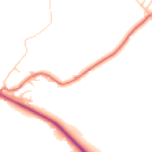 Daytime road noise heatmap for BB18 6SS