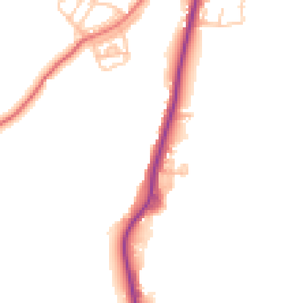 Daytime road noise heatmap for BB18 6TD