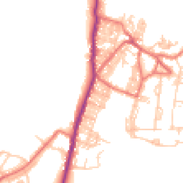 Daytime road noise heatmap for BB18 6XB