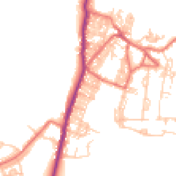 Daytime road noise heatmap for BB18 6XG